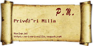 Privári Milla névjegykártya